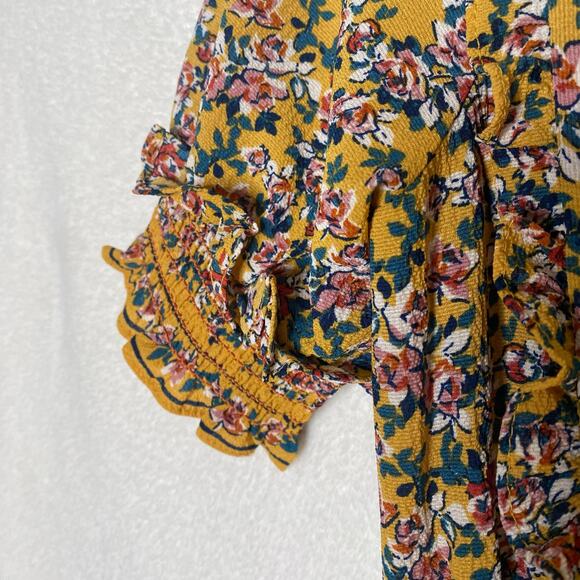 Max Studio Floral Smocked Waist Tiered Maxi Dress Ruffle Neck Multicolor Small - Picture 7 of 12